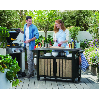 Keter grilovací stolek Deco Unity XL jasan